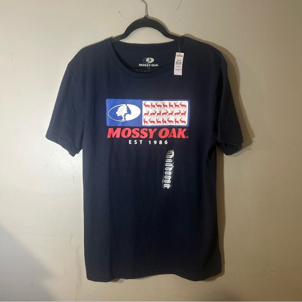 Mossy Oak Blue Short Sleeve Tee with Patriotic Design